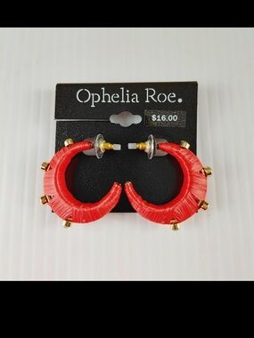 Ophelia Roe Red Wrapped Hoop Earrings